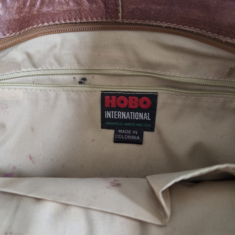 VTG Hobo international Leather Shoulder Bag Cognac Honey Brown med 15x9 - Picture 4 of 10